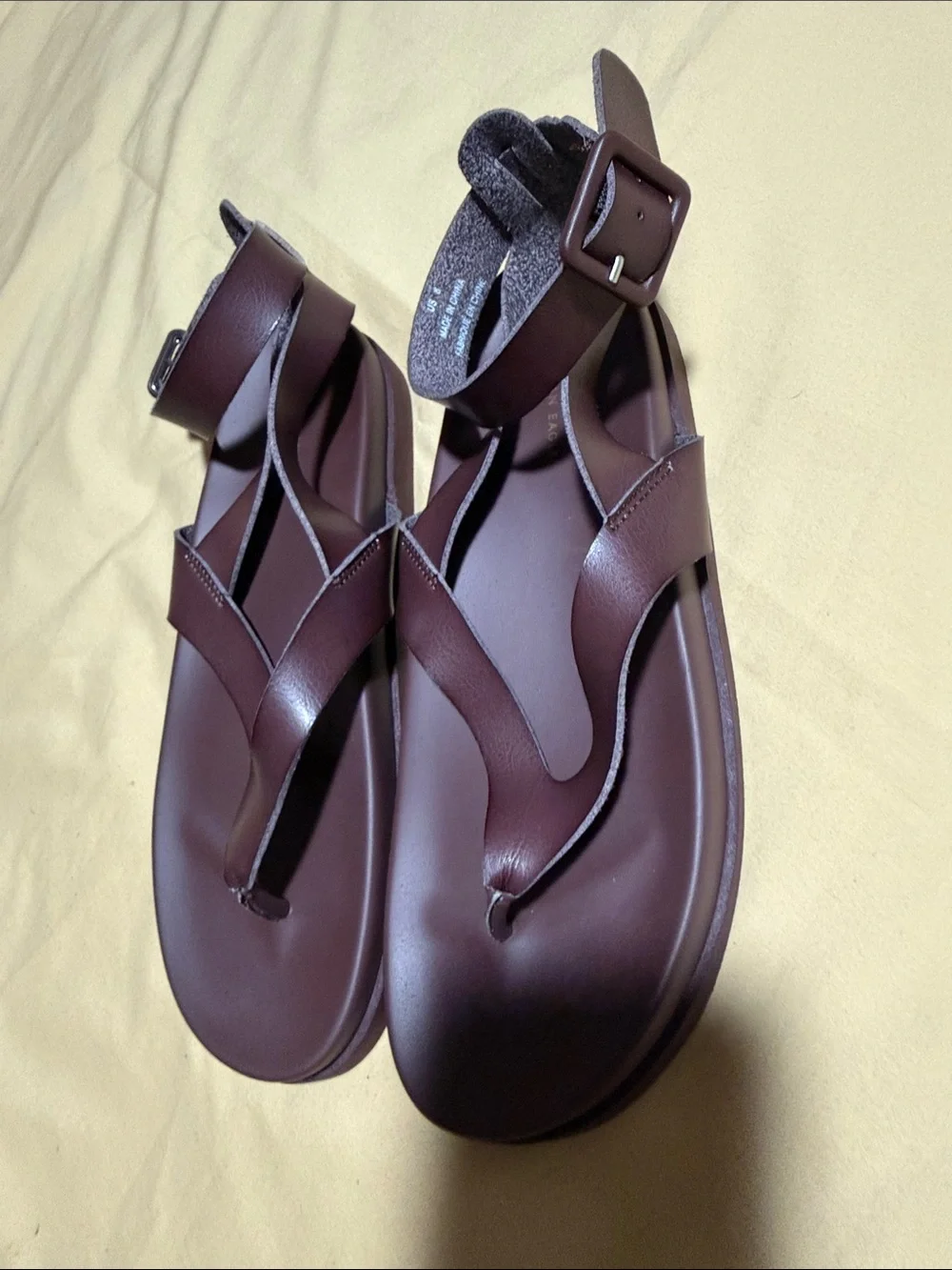 American Eagle Outfitters Women's Dark Brown Ankle-Strap Toe-Loop Sandals - Picture 3 of 7